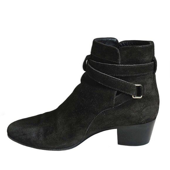 SAINT LAURENT BLACK SUEDE BLAKE JODHPUR ANKLE BOOTS (35) - Picture 6 of 11